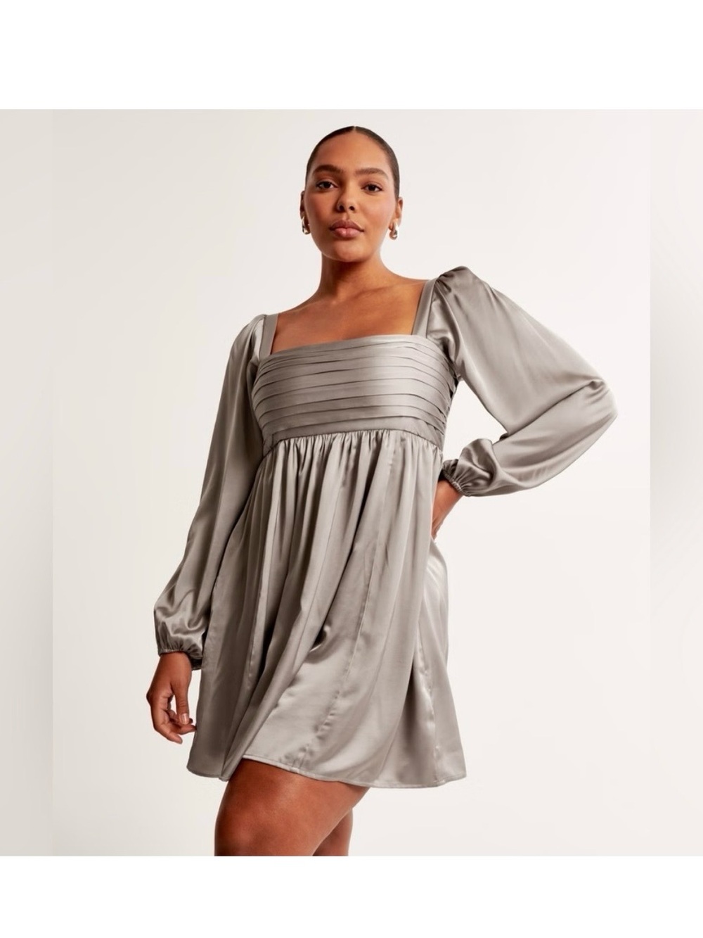 Abercrombie & Fitch Emerson Satin Long-Sleeve Mini Dress